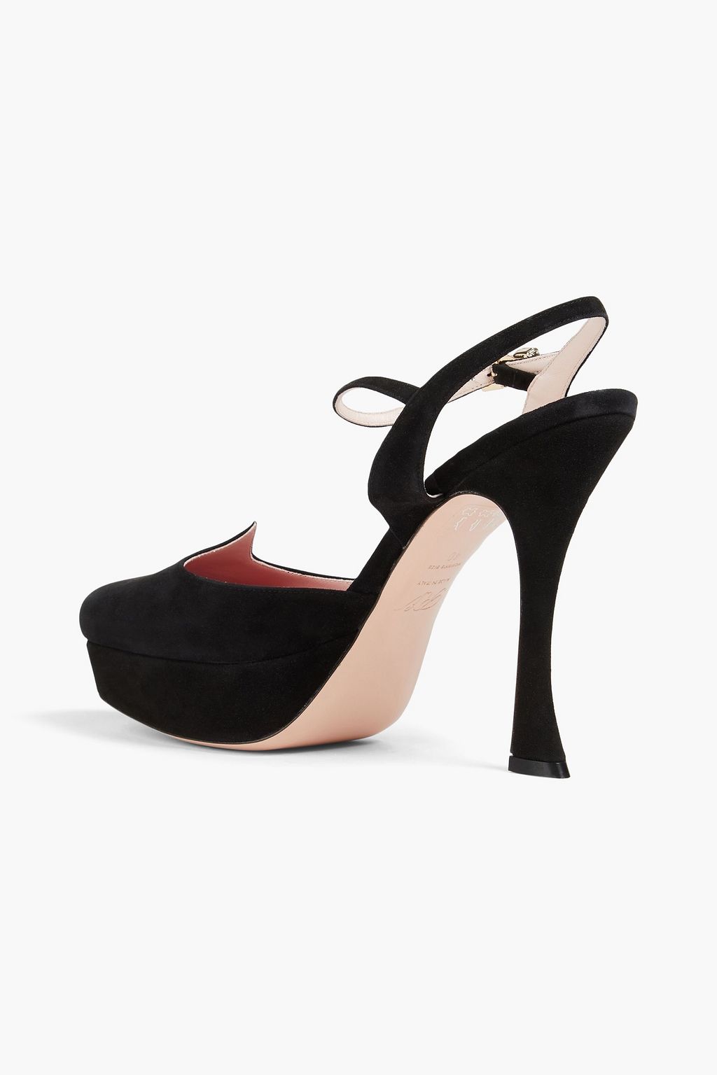 ROGER VIVIER حذاء بامب “آي لاف فيفير” بنعل سميك مصنوع من جلد السويد