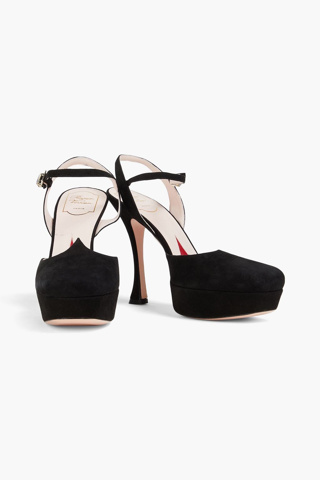 ROGER VIVIER حذاء بامب “آي لاف فيفير” بنعل سميك مصنوع من جلد السويد