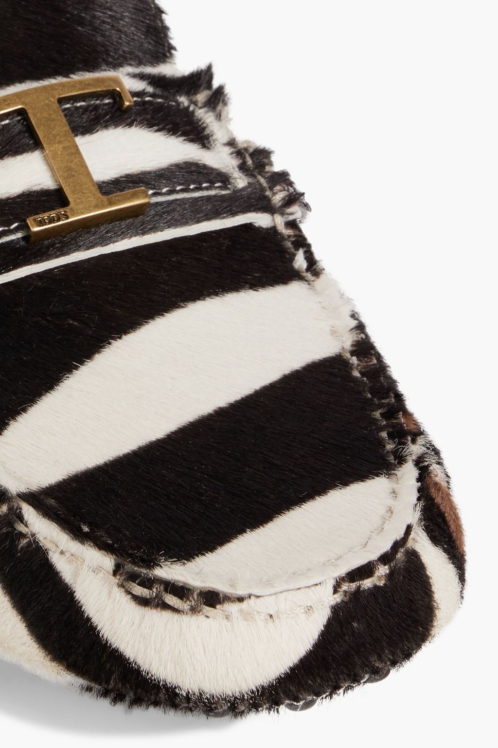 TOD'S T Timeless zebra-print calf hair loafers
