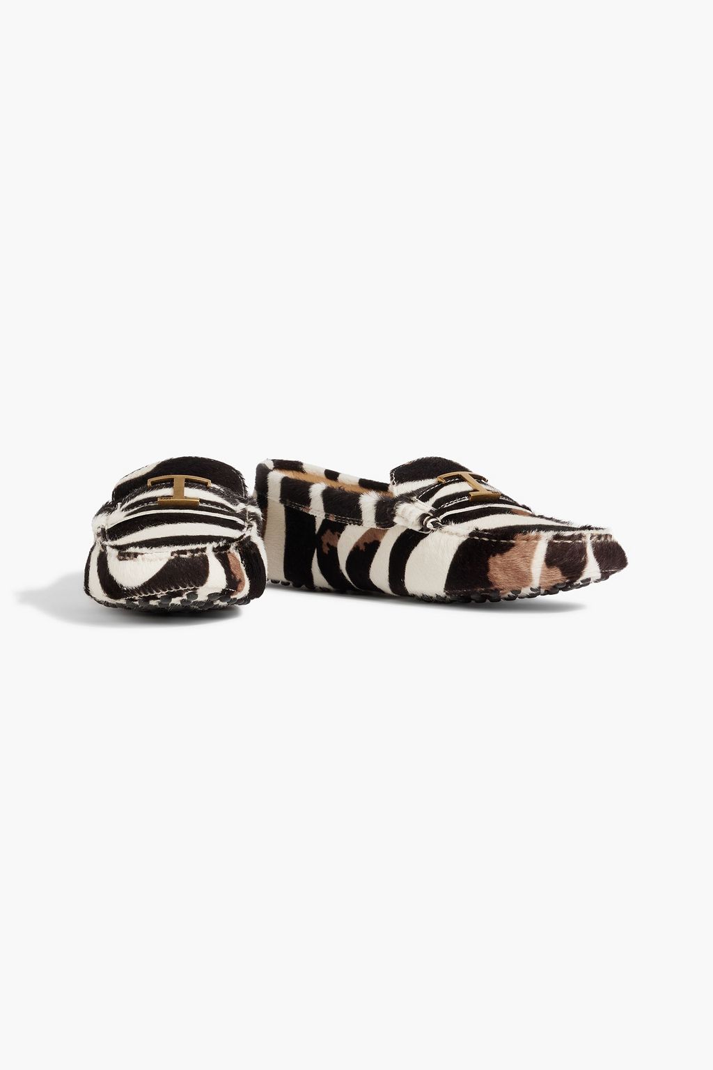 TOD'S T Timeless zebra-print calf hair loafers