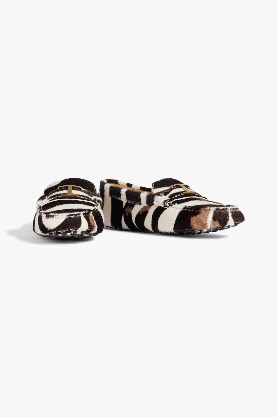 Shop Tod's T Timeless Zebra-print Calf Hair Loafers In Animal Print