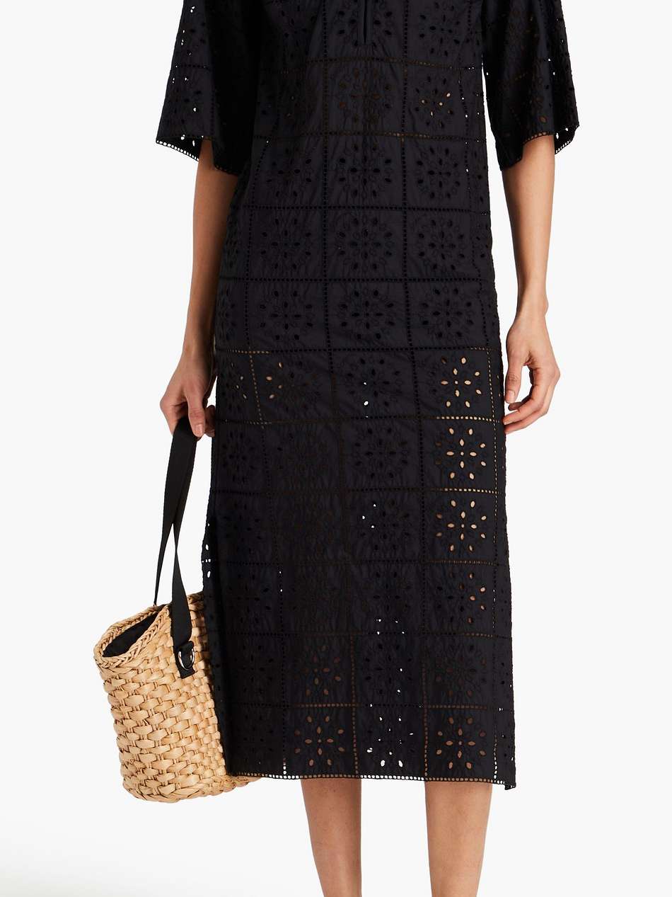 broderie anglaise cotton midi dress