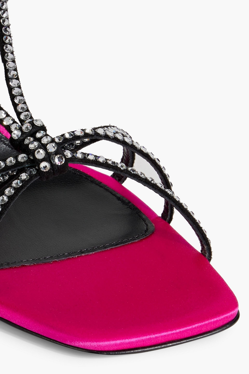 Sergio Rossi Sr Dea Crystal 95 Embellished Suede And Satin Sandals In Fuchsia