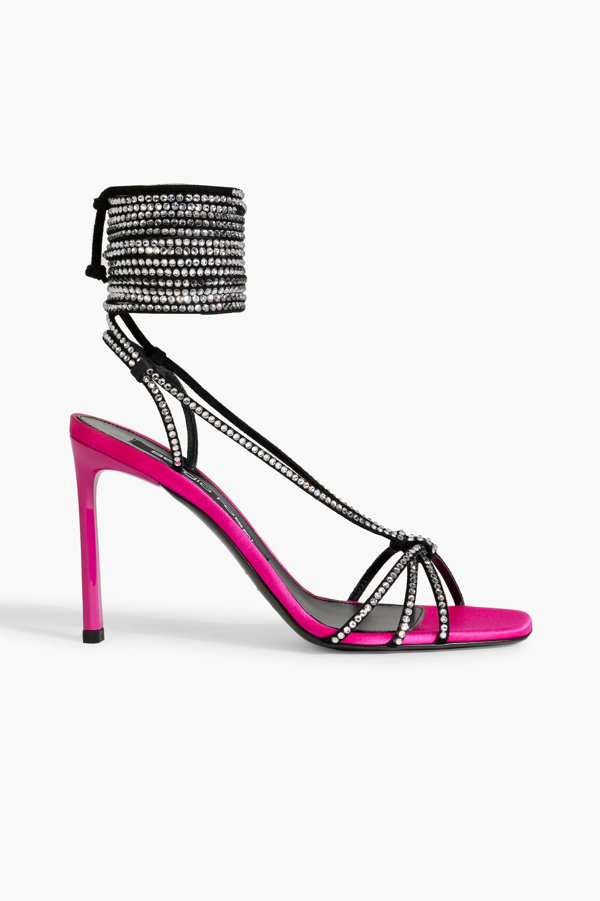 SERGIO ROSSI sr Dea Crystal 95 embellished suede and satin sandals