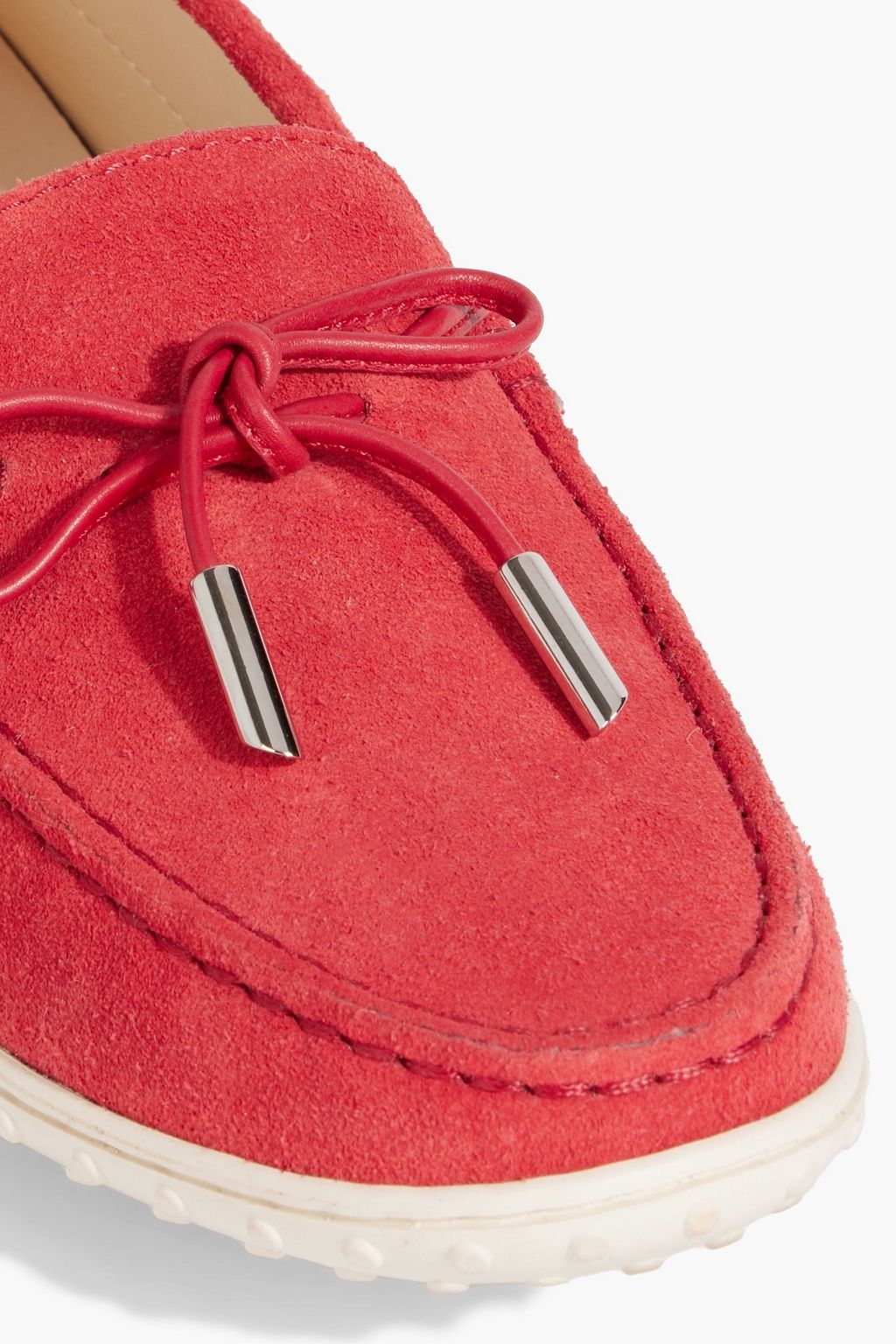 TOD'S Leather-trimmed suede loafers