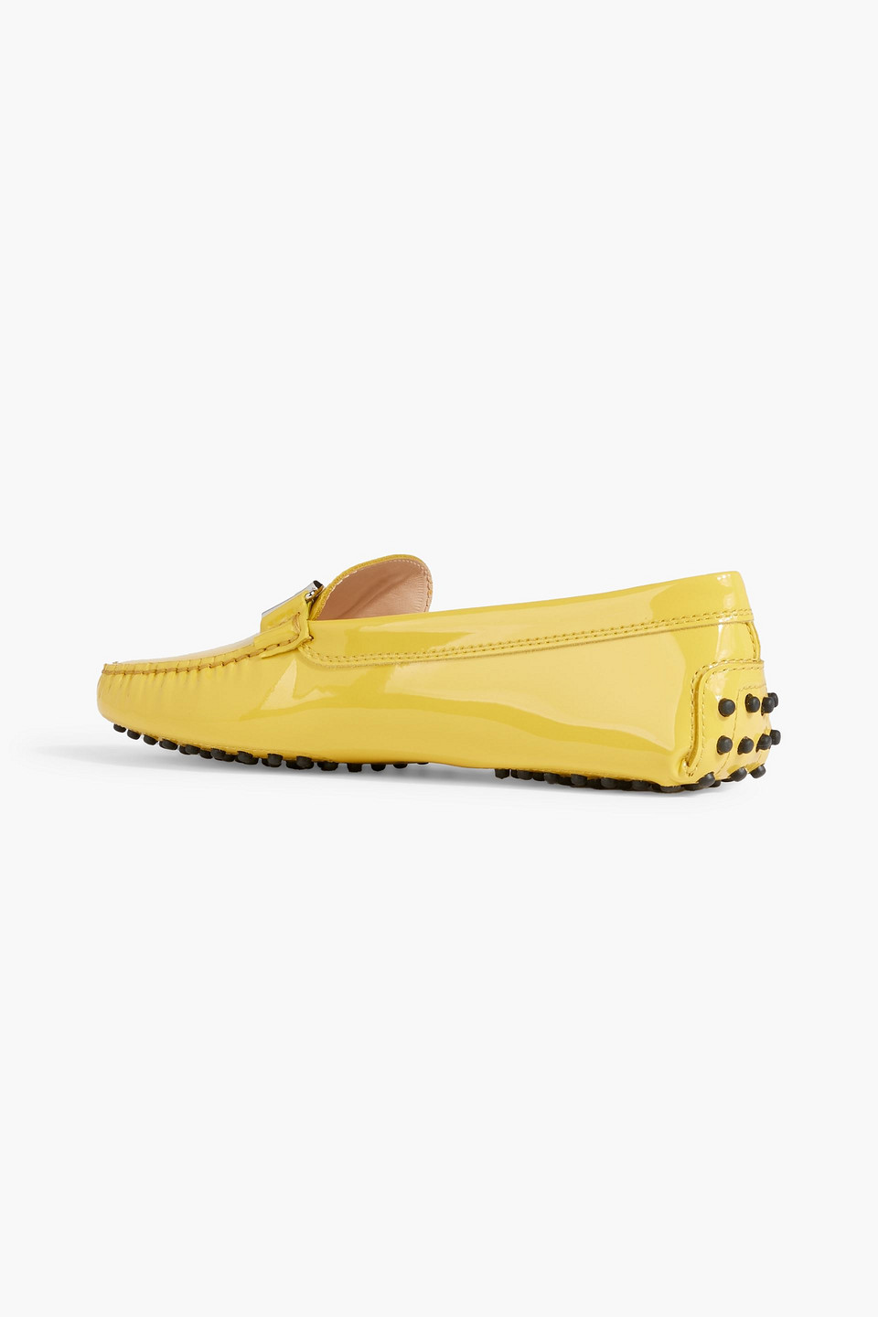 Tod's Double T Patent-leather Loafers In Yellow