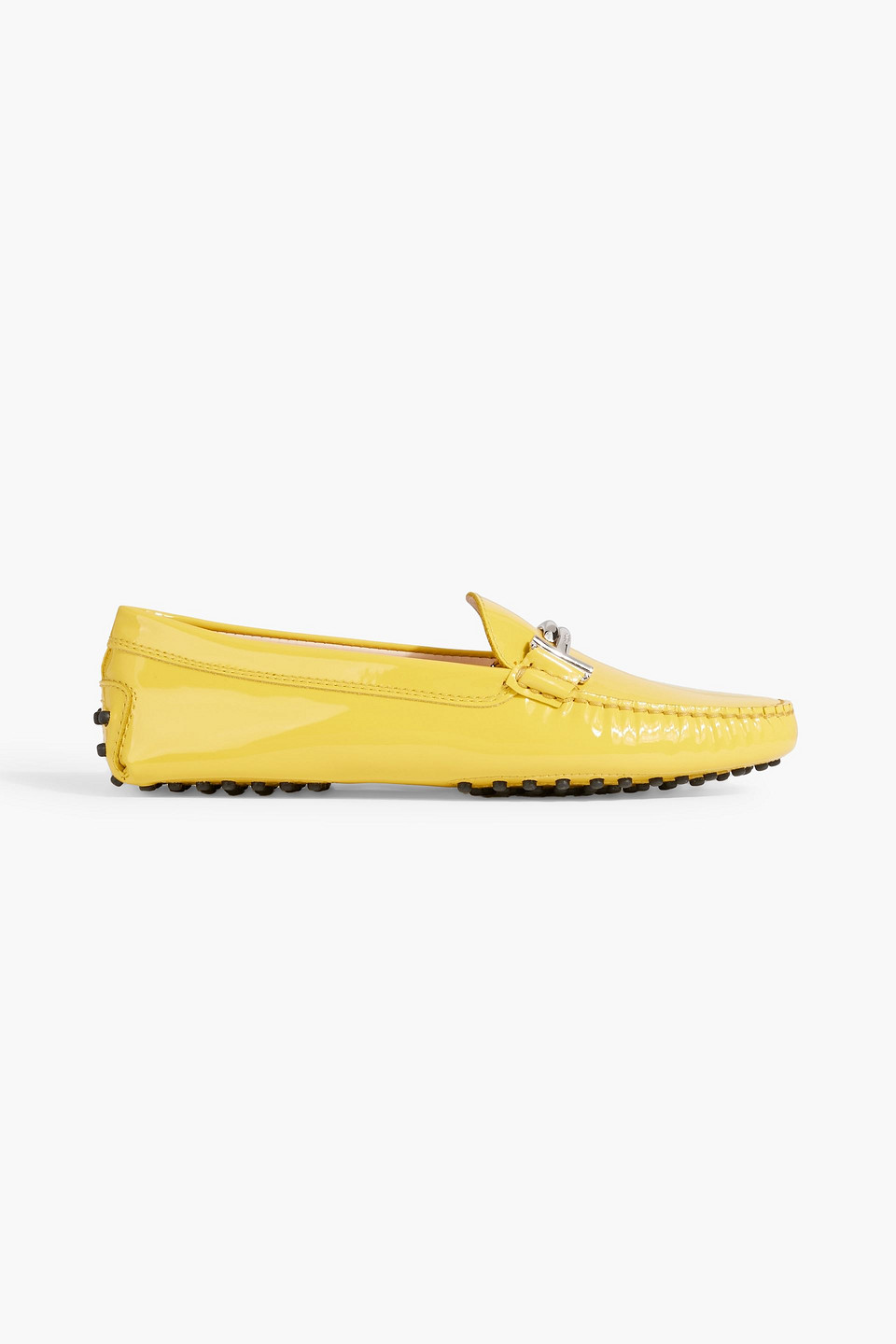 Tod's Double T Patent-leather Loafers In Yellow