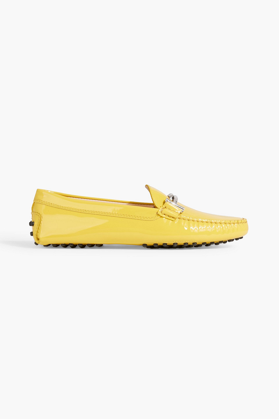 Tod's Double T Patent-leather Loafers In Yellow