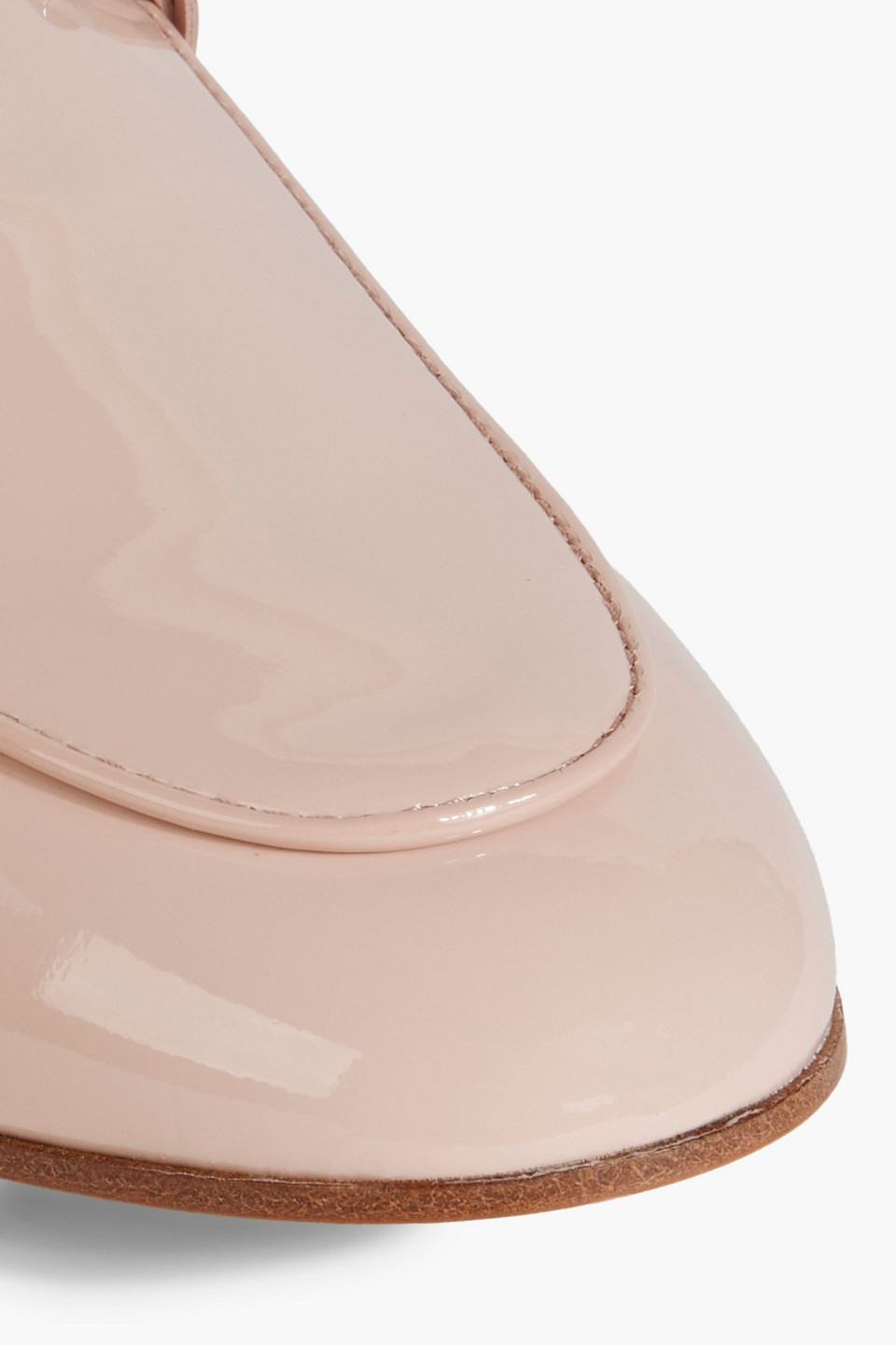 Shop Tod's Double T Patent-leather Loafers In Blush