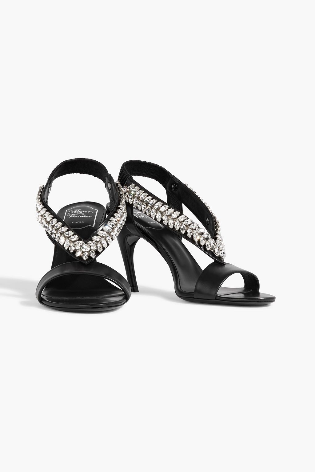 ROGER VIVIER Embellished leather slingback sandals