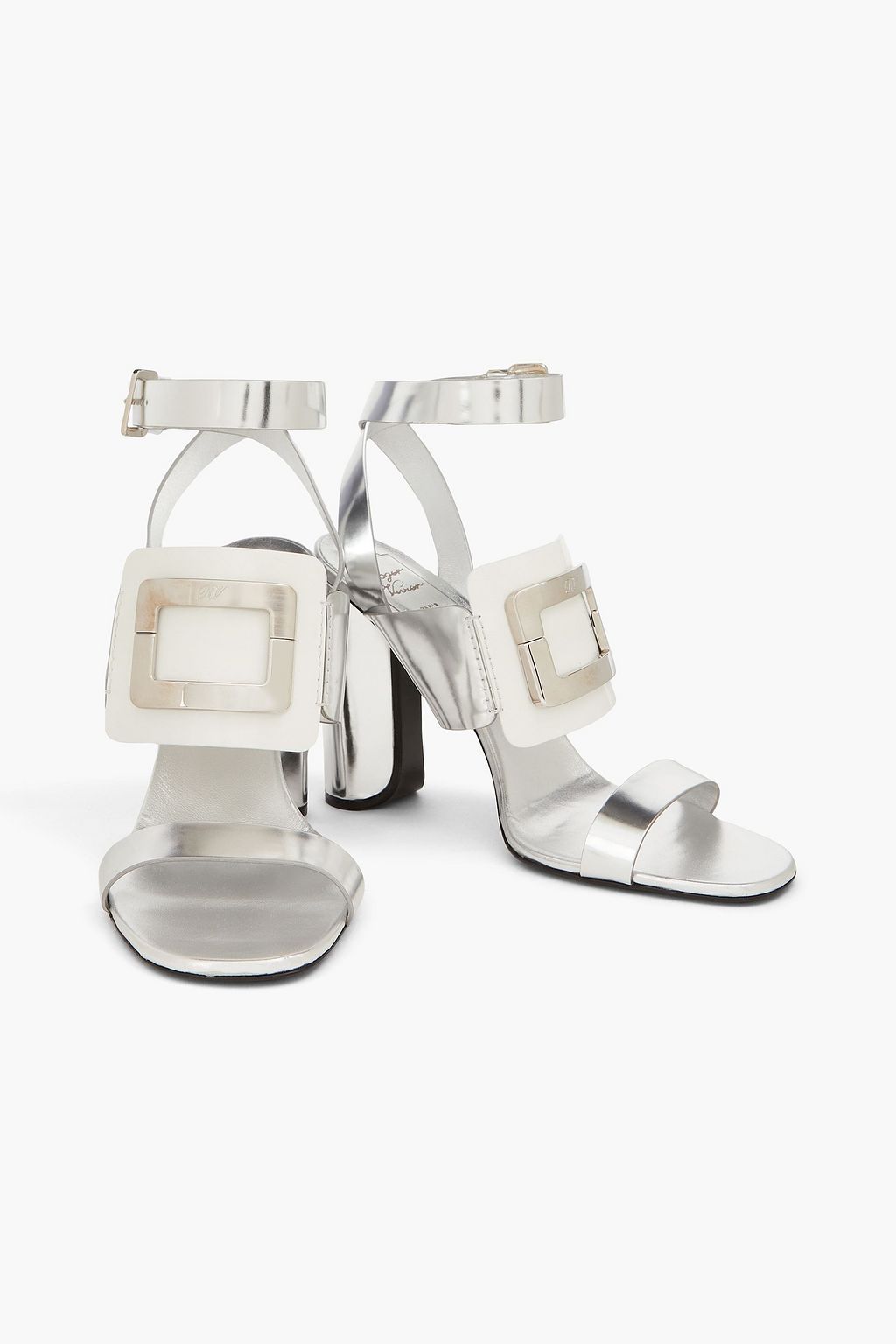 ROGER VIVIER 버클 장식 메탈릭 가죽 샌들