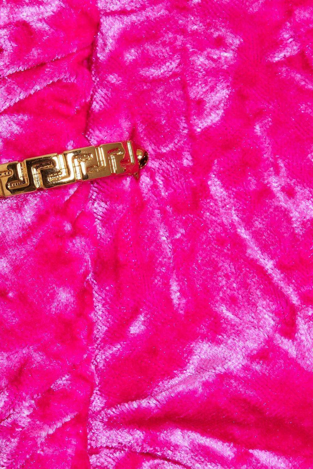 VERSACE One-sleeve cutout crushed-velvet mini dress