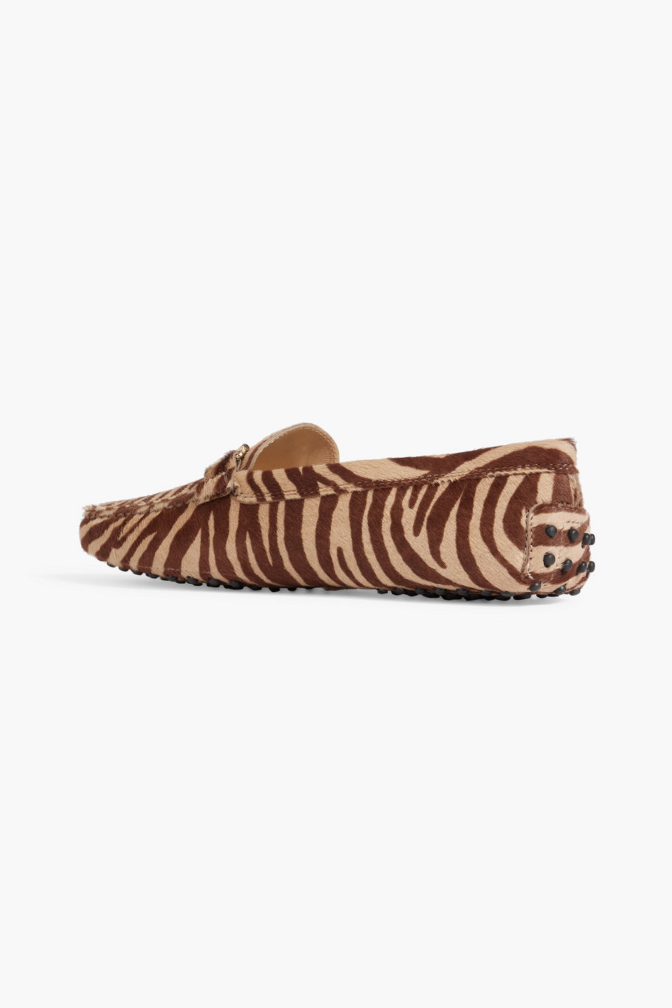 Shop Tod's Double T Zebra-print Calf-hair Loafers In Animal Print