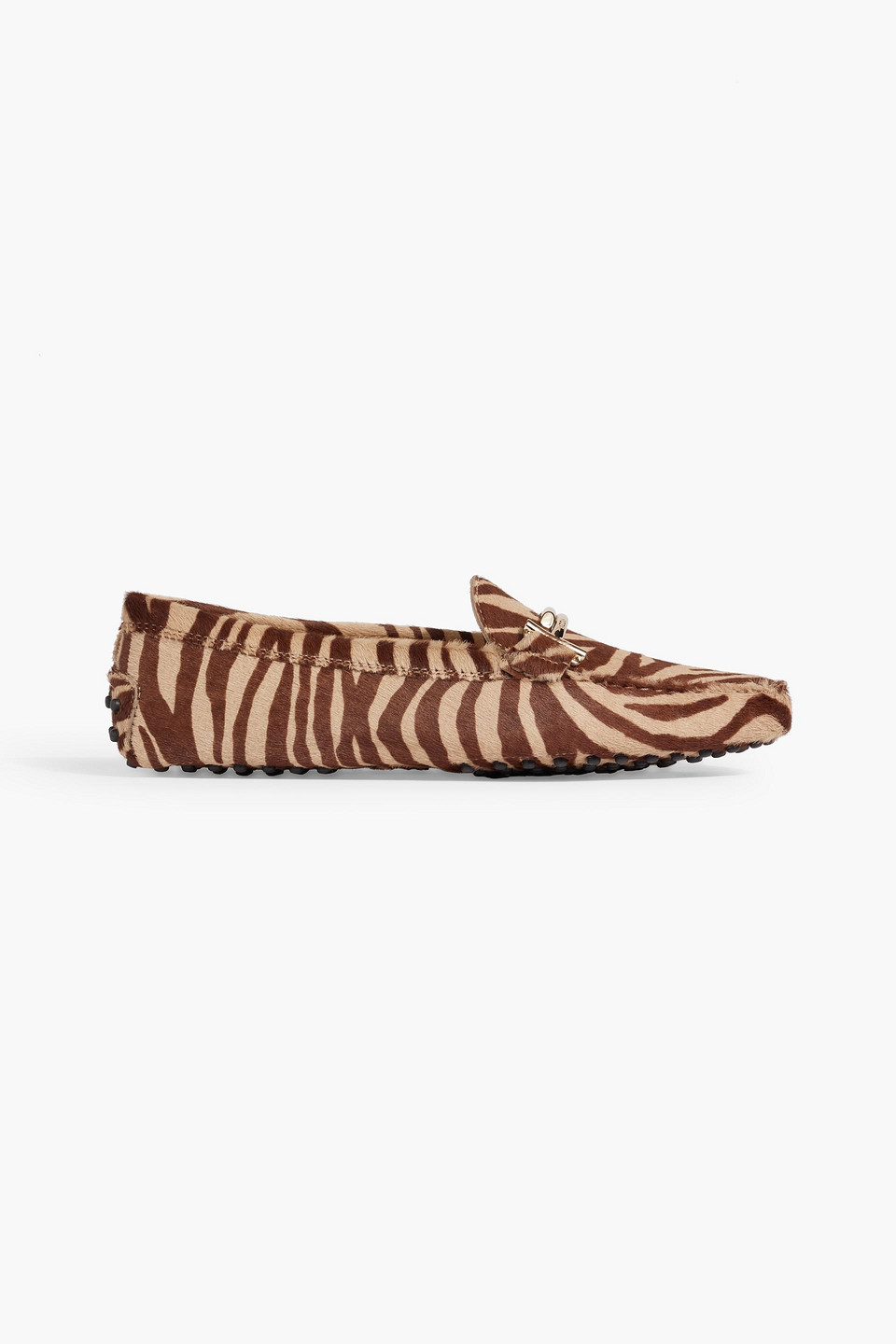 Tod's Double T Zebra-print Calf-hair Loafers In Animal Print