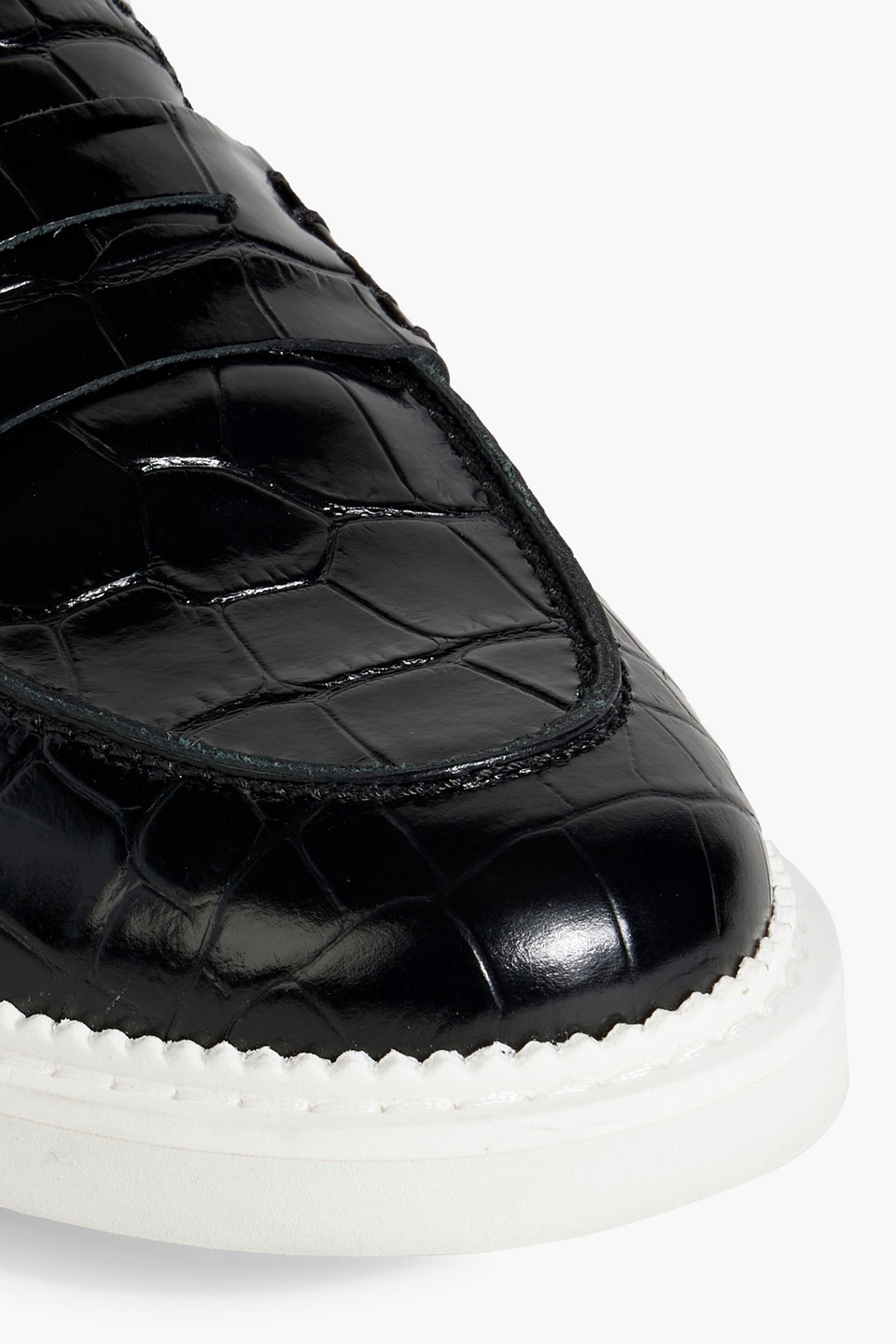 Tod's Croc-effect Leather Loafers In Black