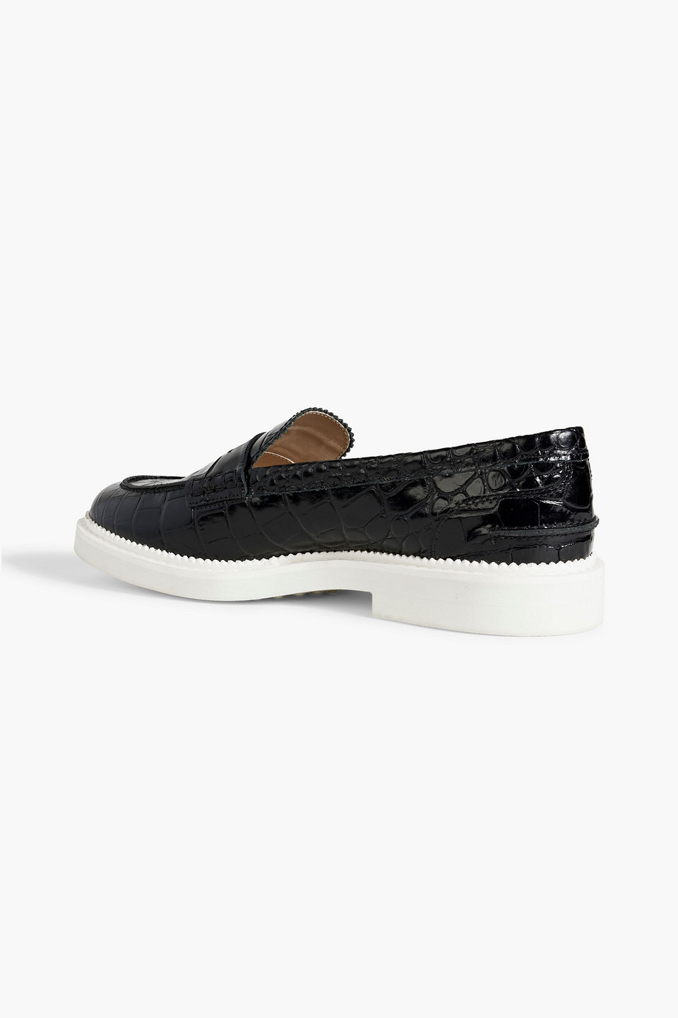 Tod's Croc-effect Leather Loafers In Black