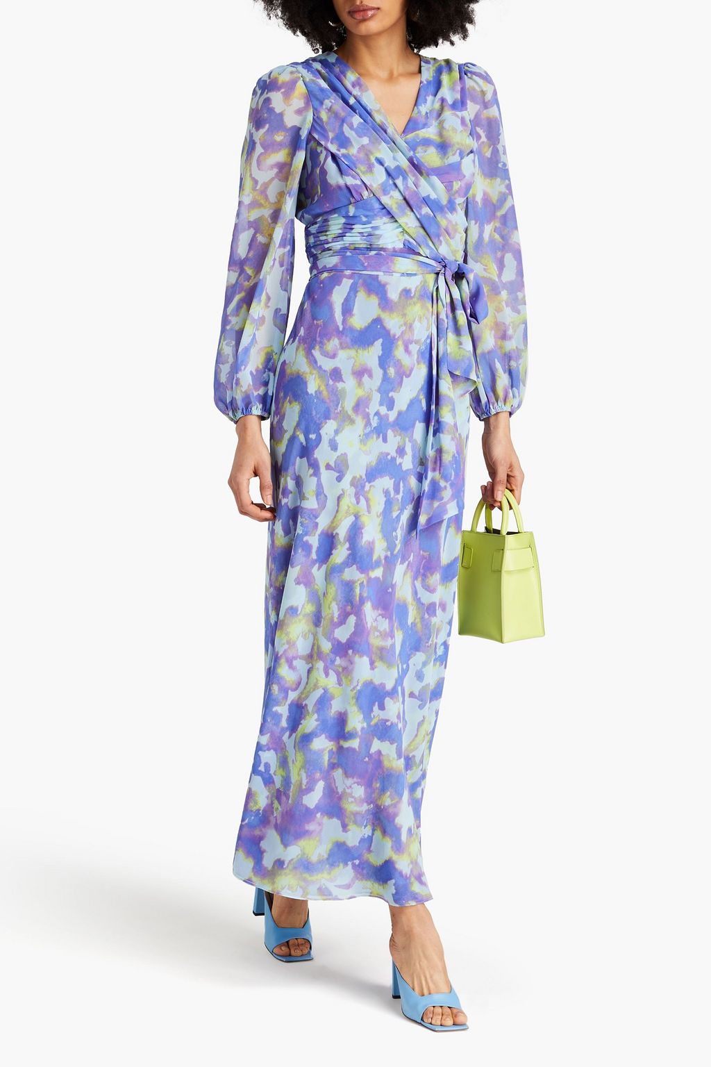 DIANE VON FURSTENBERG クレープデシン マキシワンピース プリント入り