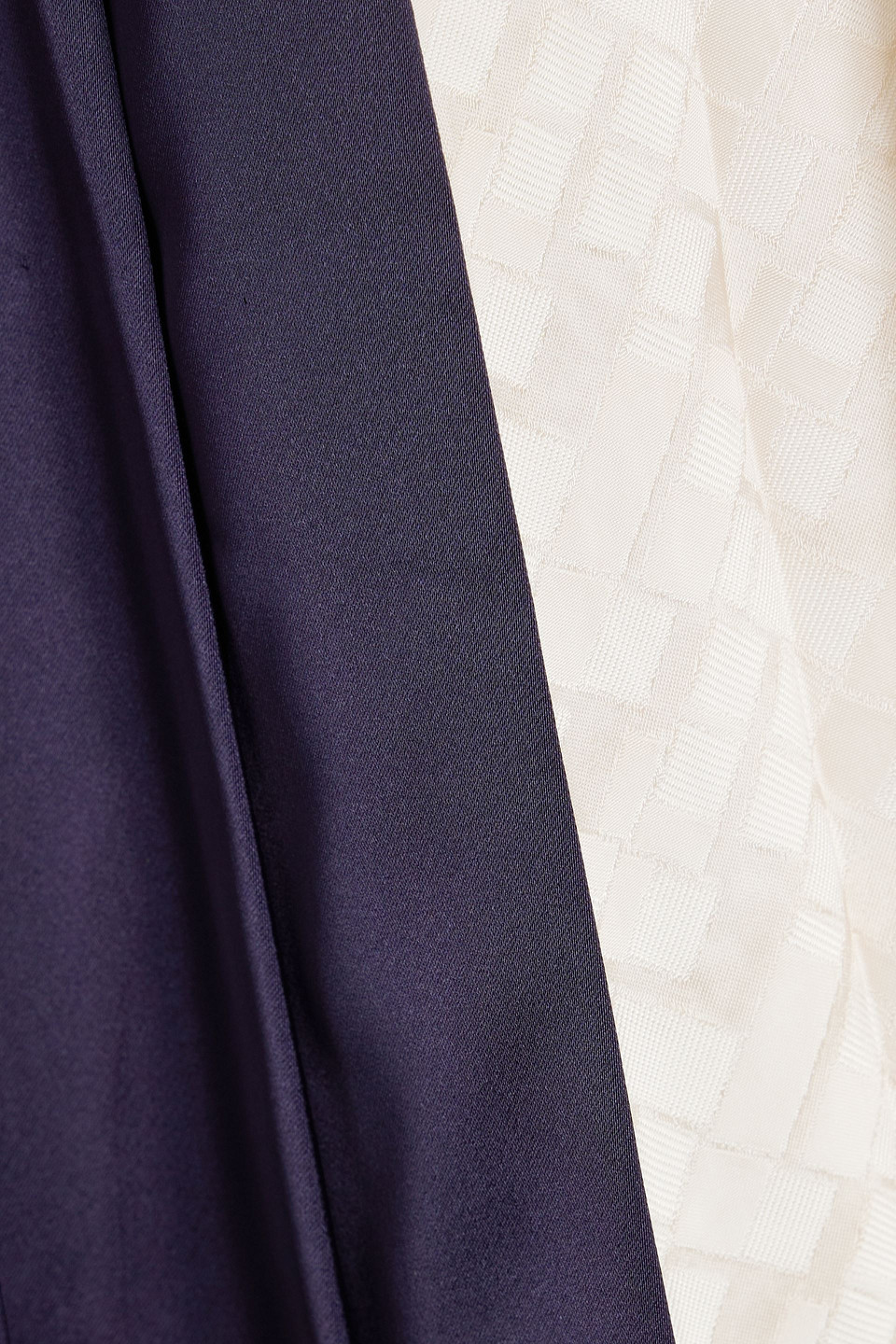 Marni Pleated Satin And Jacquard Wrap Skirt In Navy