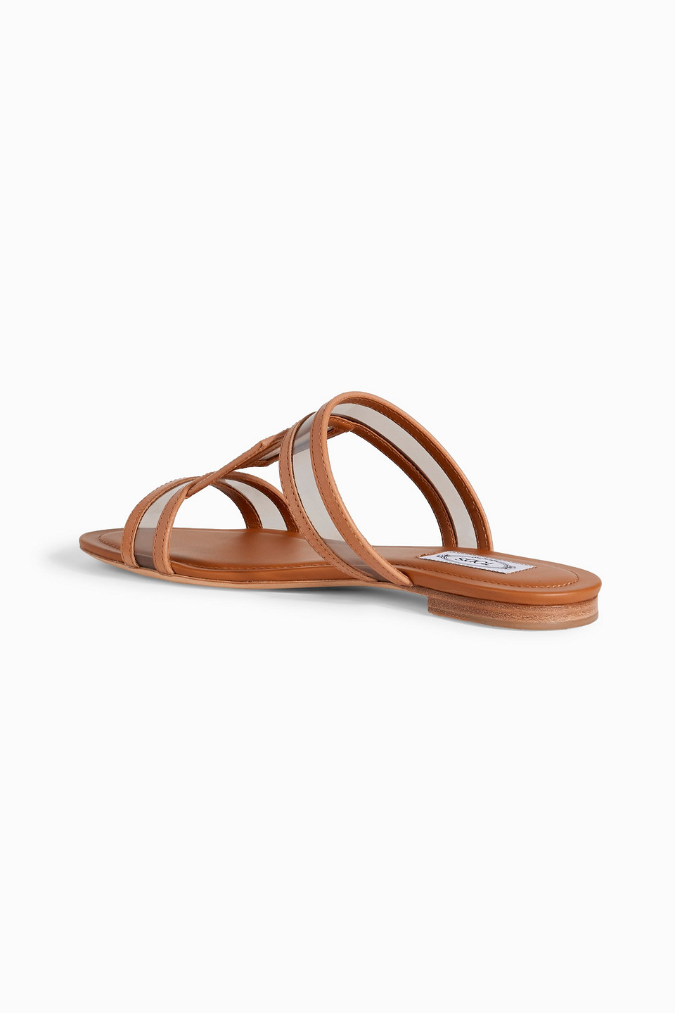 Shop Tod's Double T Leather-trimmed Pvc Sandals In Light Brown