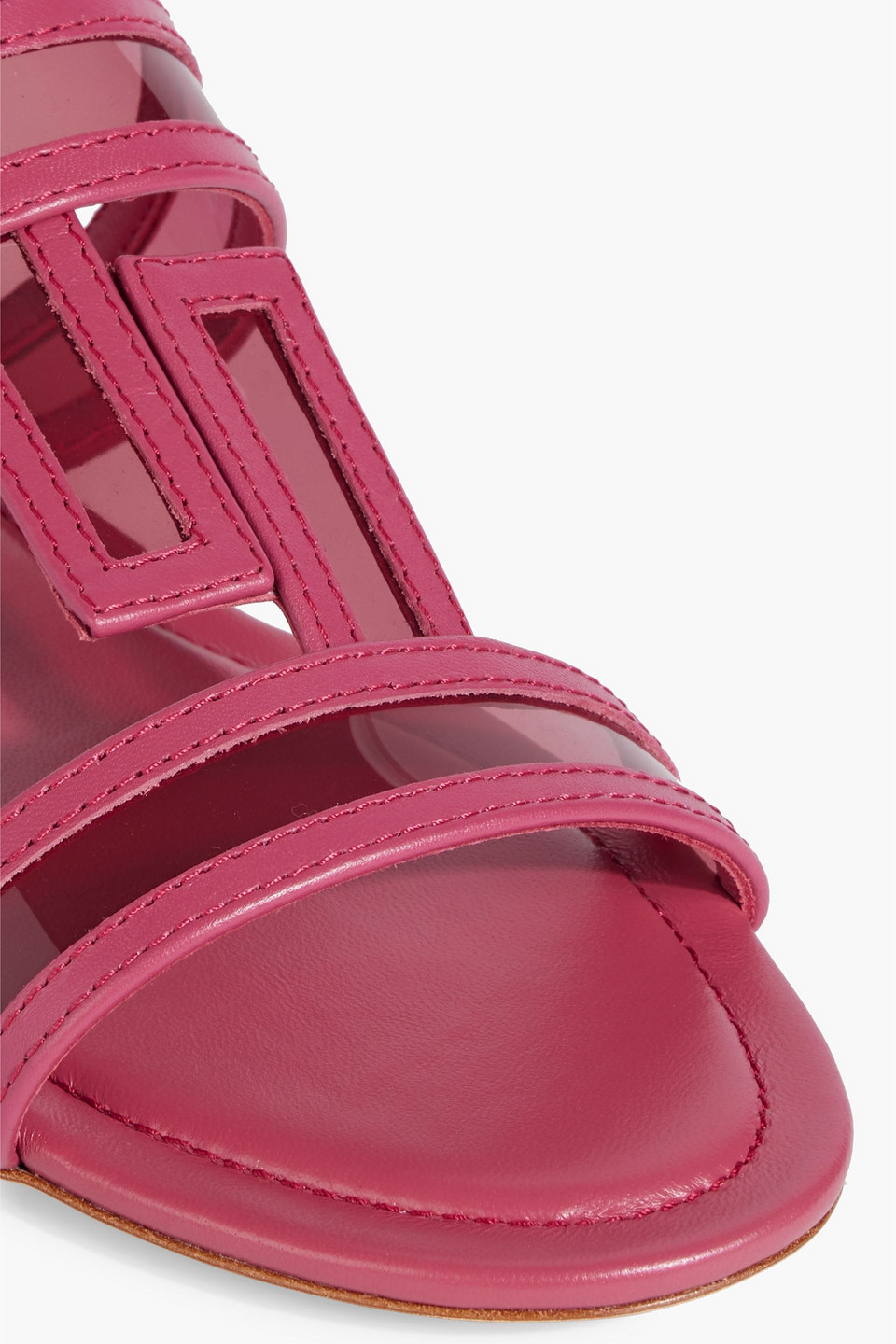 Shop Tod's Double T Leather And Pvc Sandals In Fuchsia