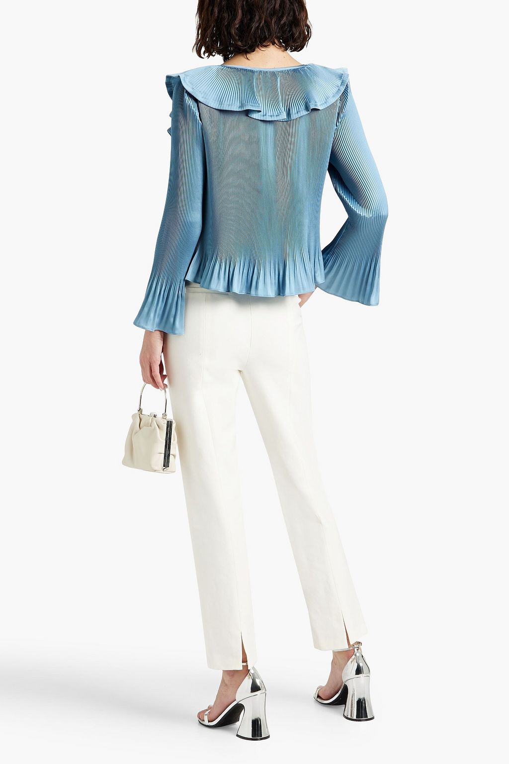 DEREK LAM 10 CROSBY بلوزة ’’كاريس’’ مصنوعة من كريب ساتان بليسيه ومزينة بكشاكش