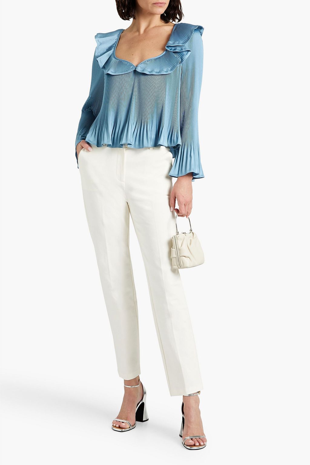 DEREK LAM 10 CROSBY بلوزة ’’كاريس’’ مصنوعة من كريب ساتان بليسيه ومزينة بكشاكش