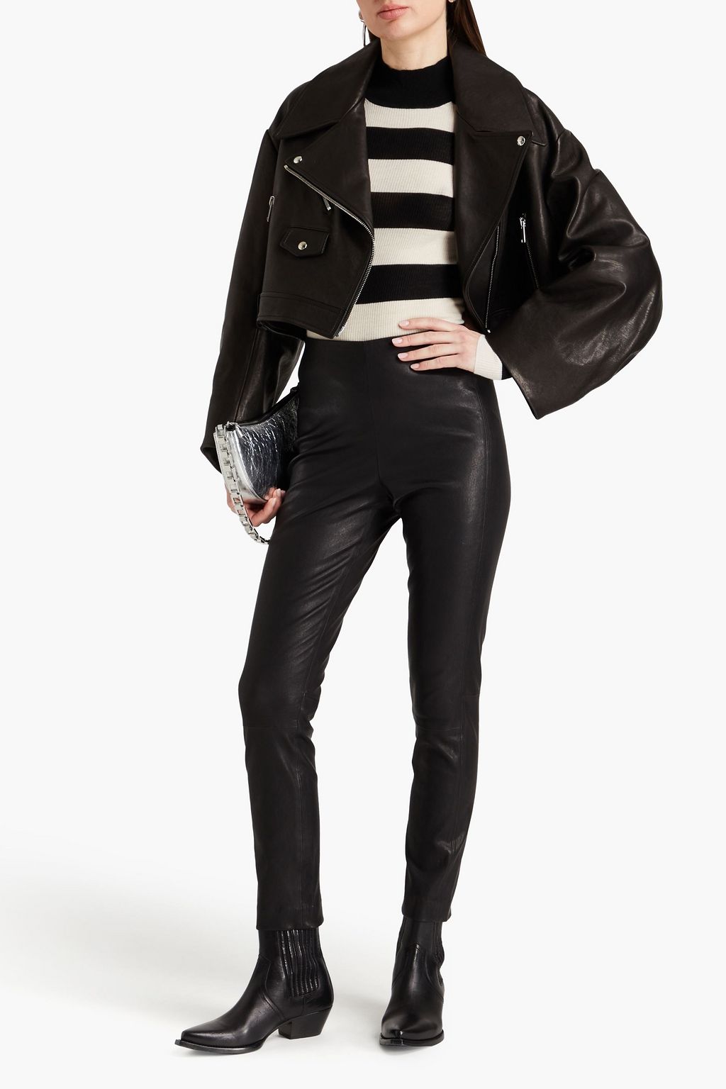 RAG & BONE 스트레치 가죽 스키니 팬츠