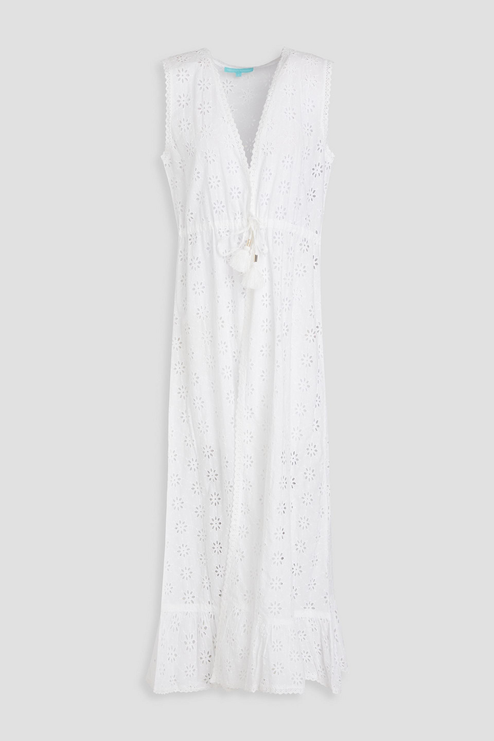 Melissa Odabash Tessa Ruffled Broderie Anglaise Cotton Kaftan In White