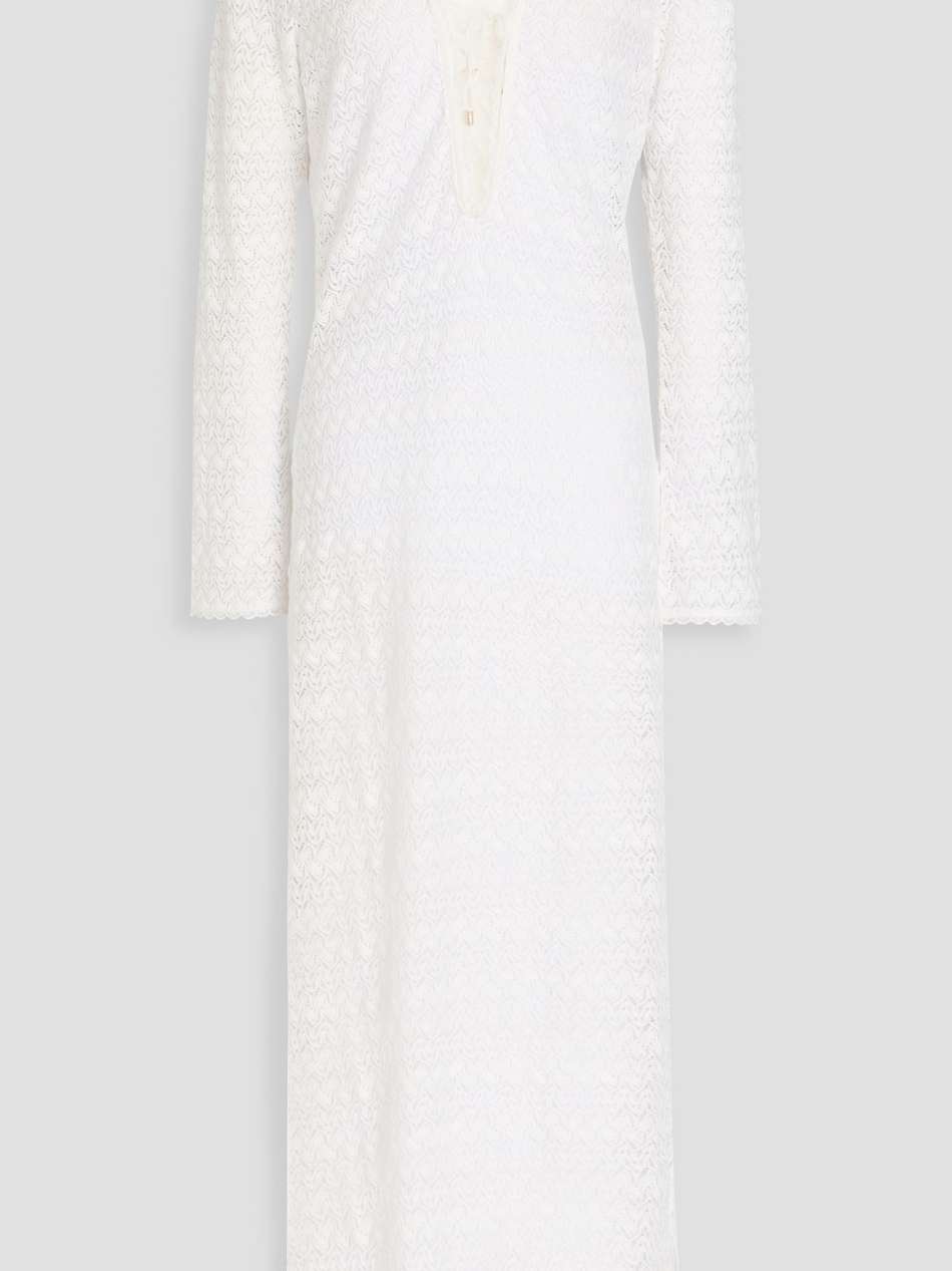 maddison lace-up crocheted midi dress