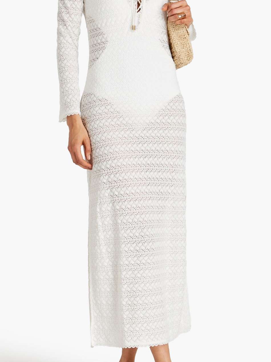 maddison lace-up crocheted midi dress