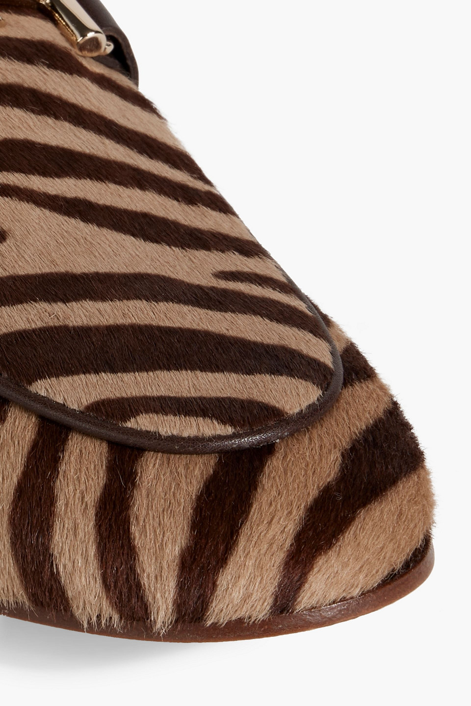 Shop Tod's Double T Zebra-print Calf Hair Loafers In Animal Print