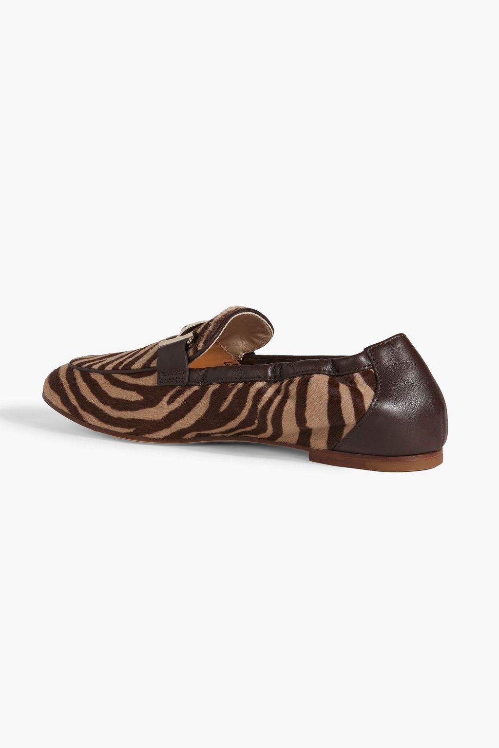 TOD'S Double T zebra-print calf hair loafers