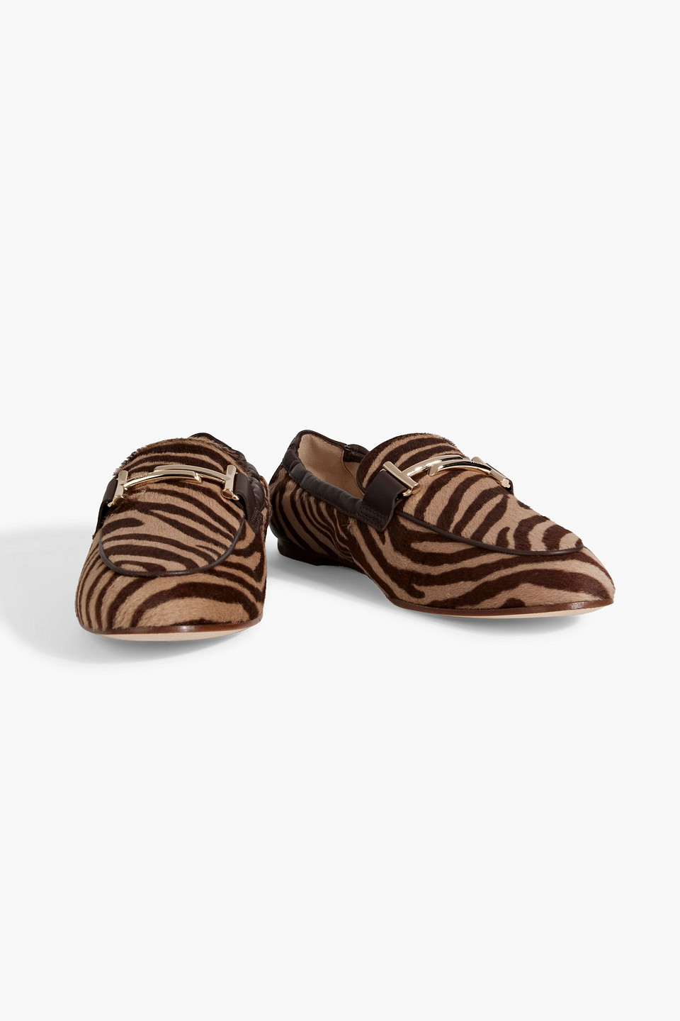 Tod's Double T Zebra-print Calf Hair Loafers In Animal Print