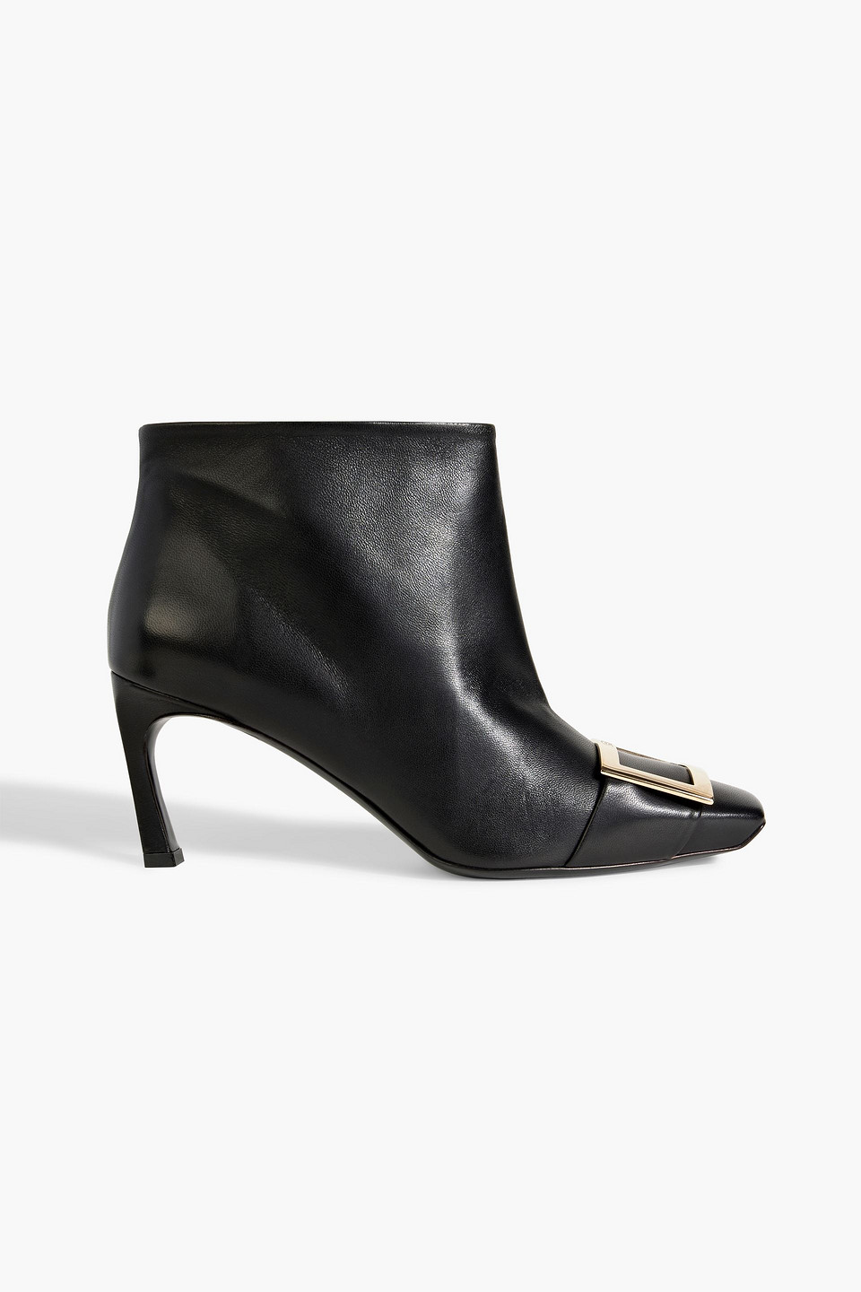 Buckle-embellished leather ankle boots