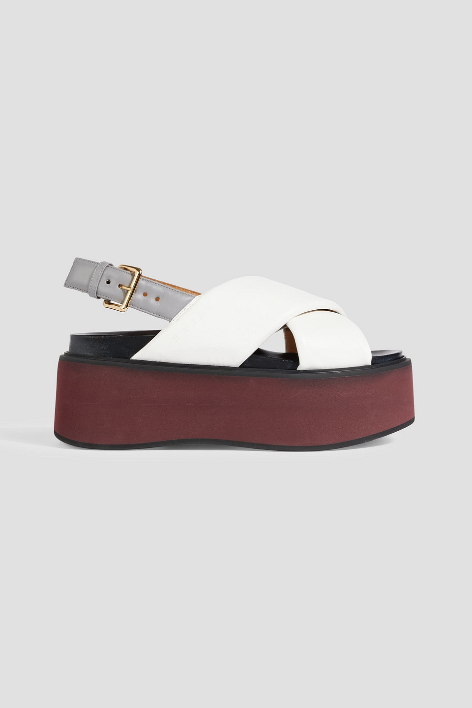 Marni Fussbett Padded Leather Platform Slingback Sandals In White