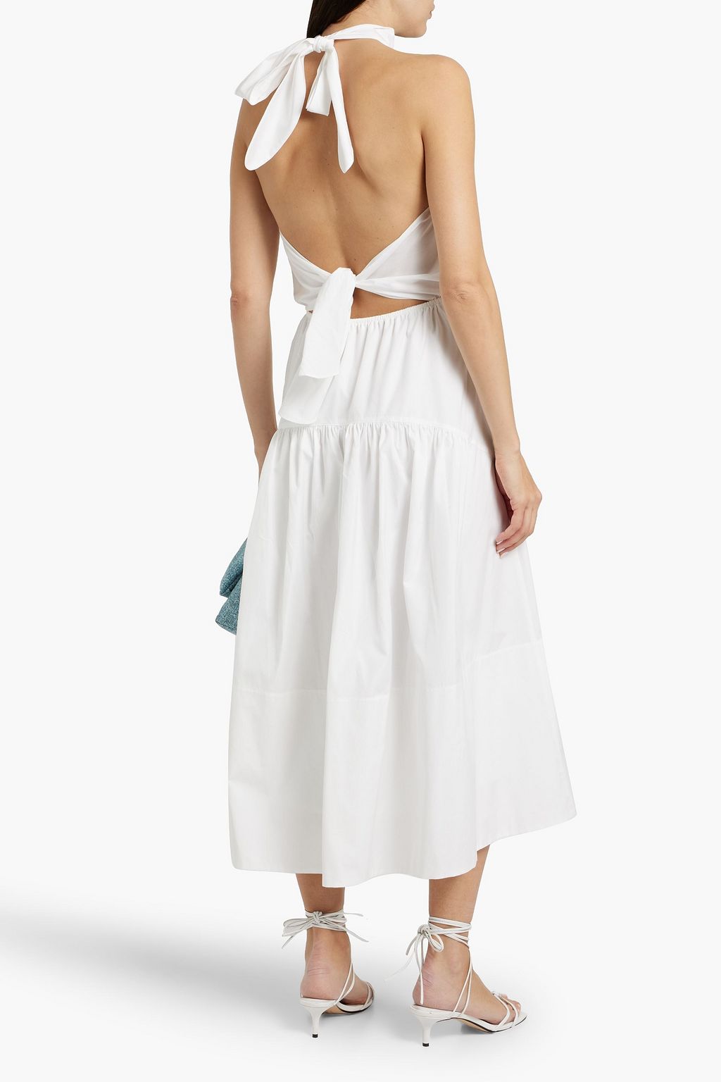 VINCE. Cotton-poplin halterneck midi dress
