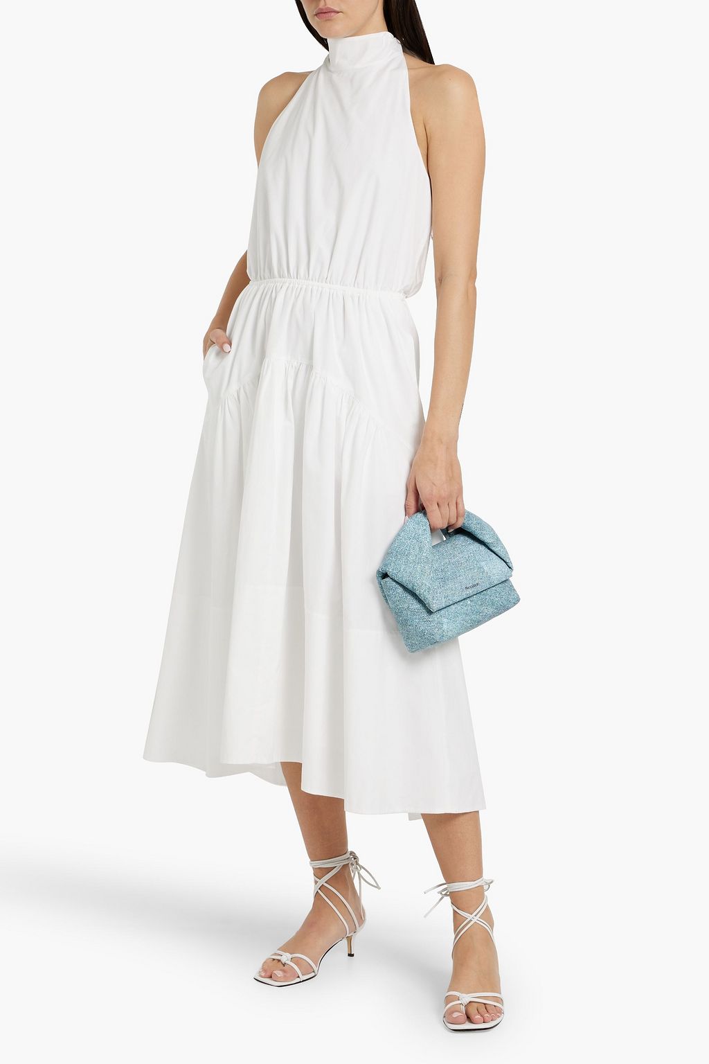 VINCE. Cotton-poplin halterneck midi dress