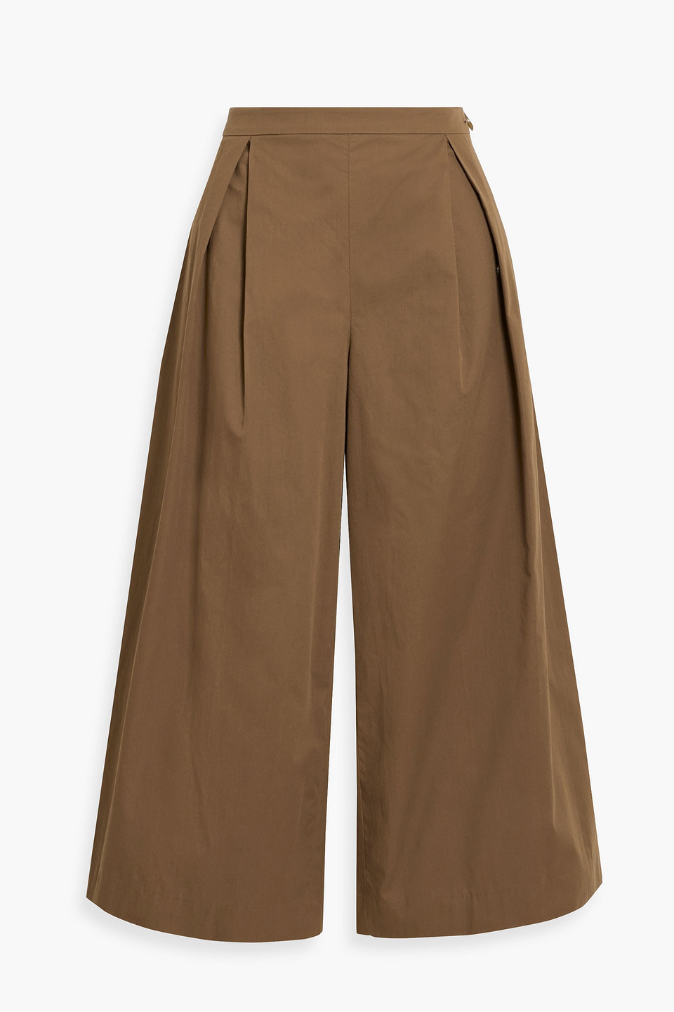 Vince Pleated Cotton-poplin Culottes In Light Brown