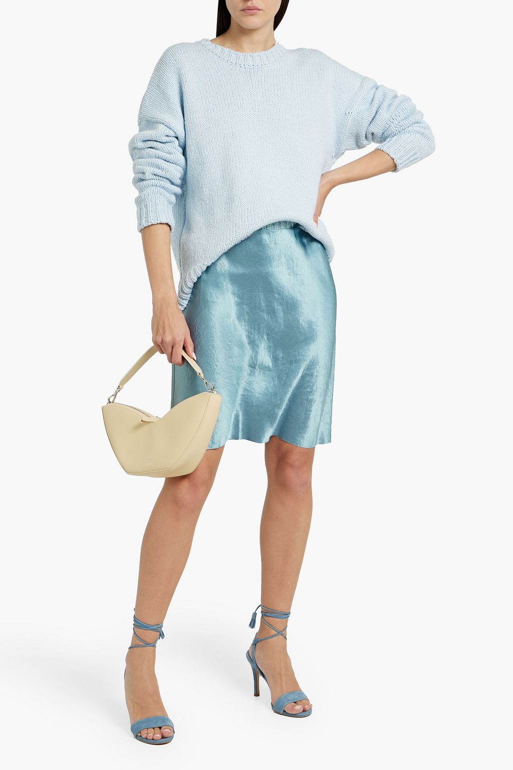 VINCE. Crinkled-satin skirt