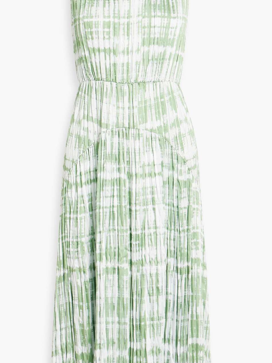 tie-dyed plissé-satin mid dress