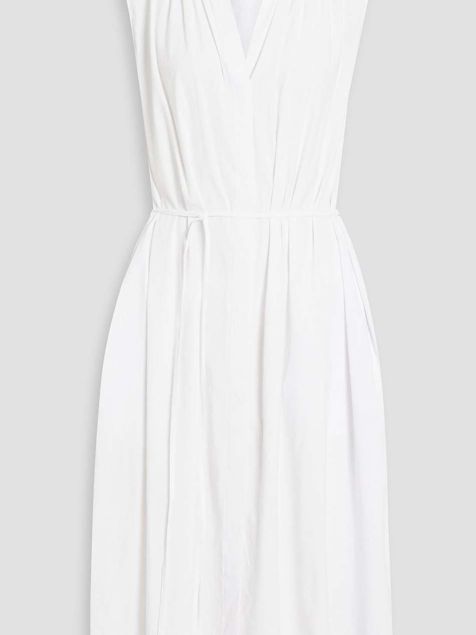 linen-blend midi dress