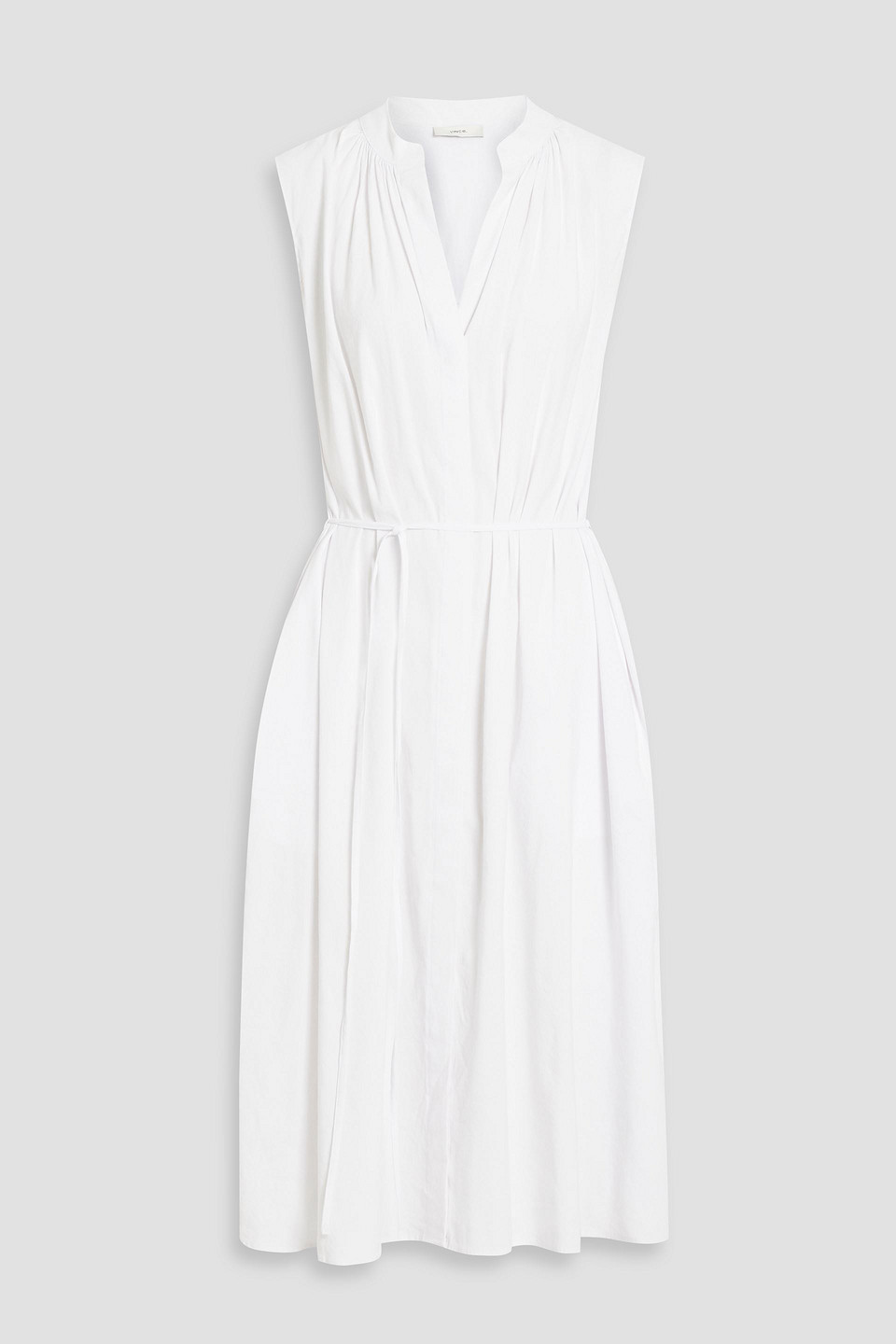 Shop Vince Linen-blend Midi Dress In White