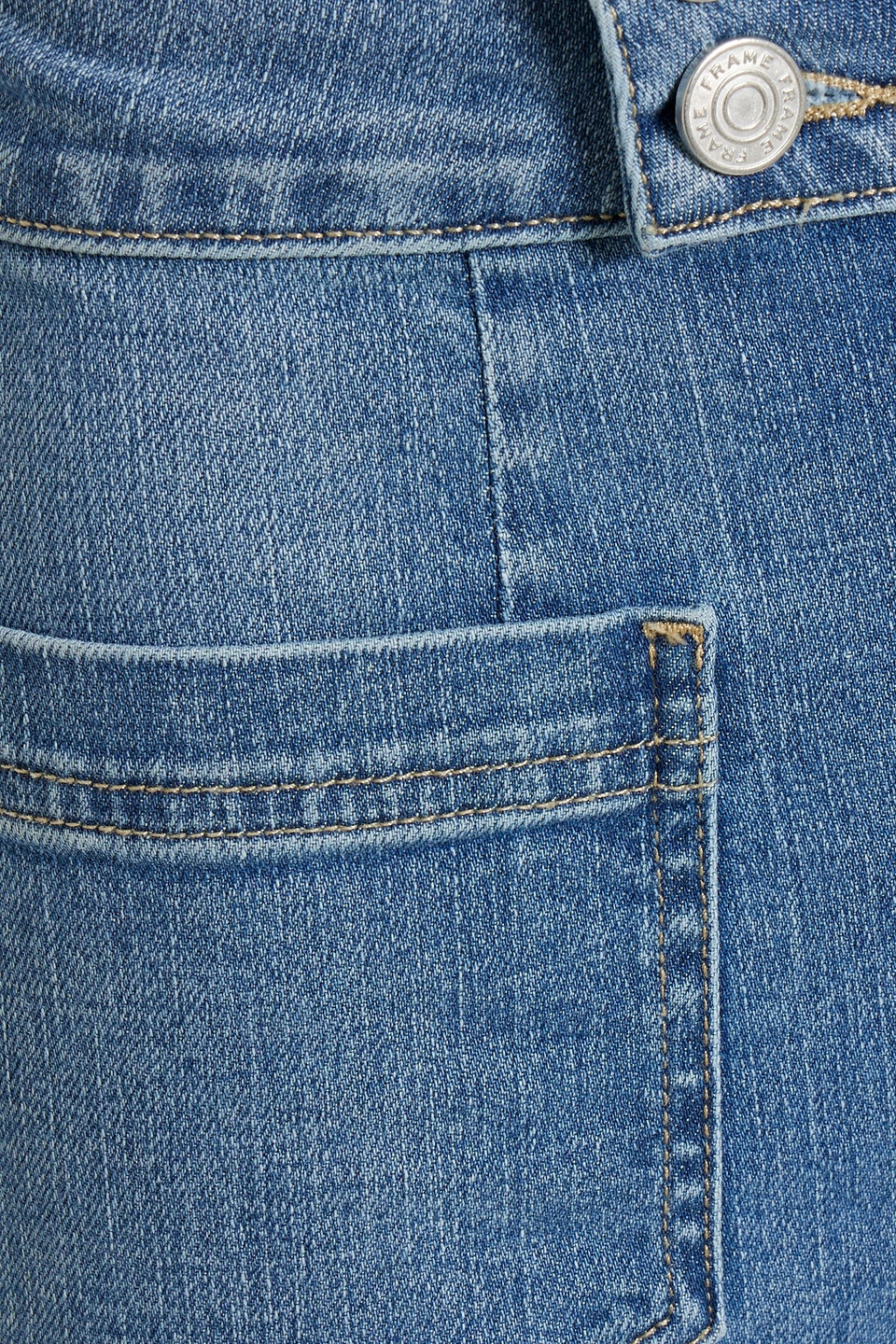 Frame Blue Wide Jeans With Drawstring In Mid Denim