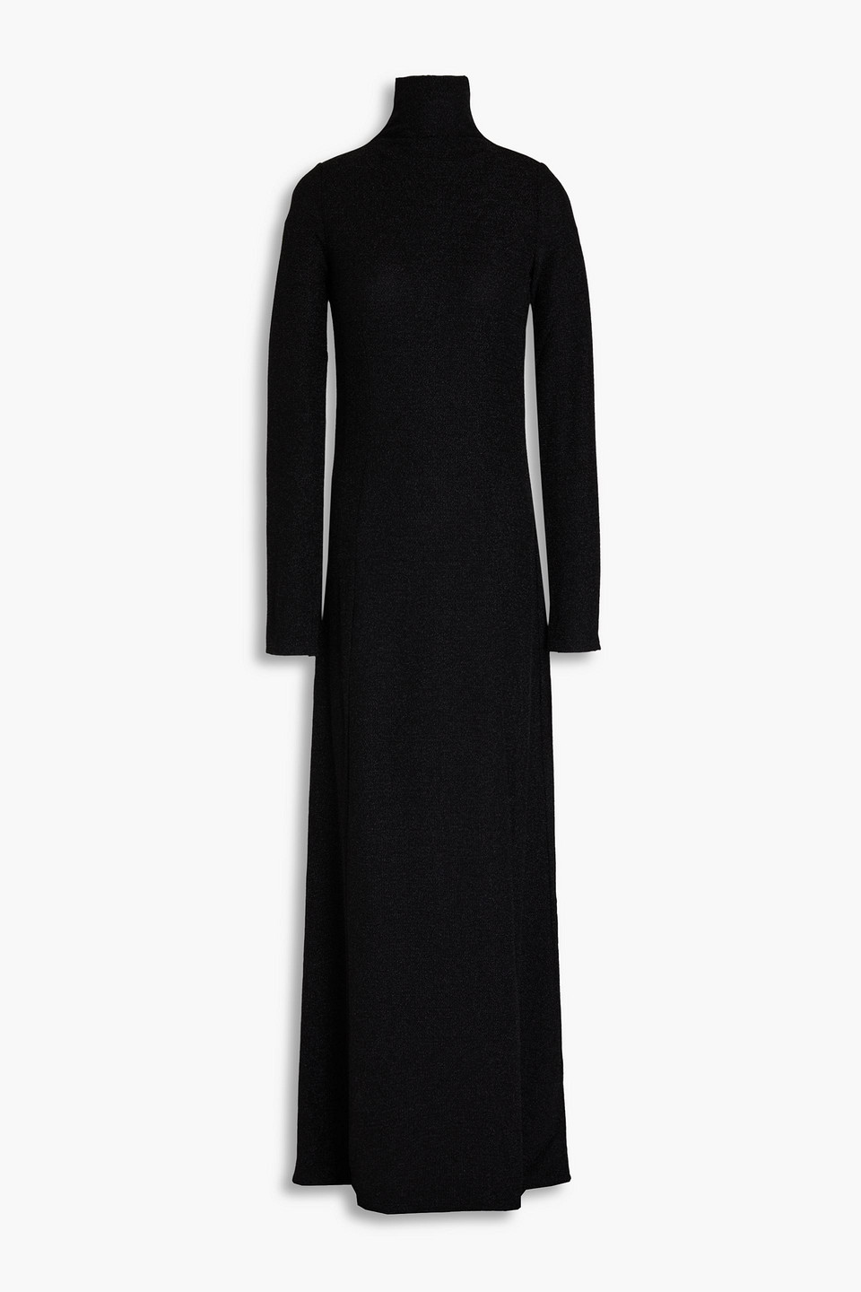 Rag & Bone Lilith Metallic Long Sleeve Turtleneck Maxi Sweater Dress In Black