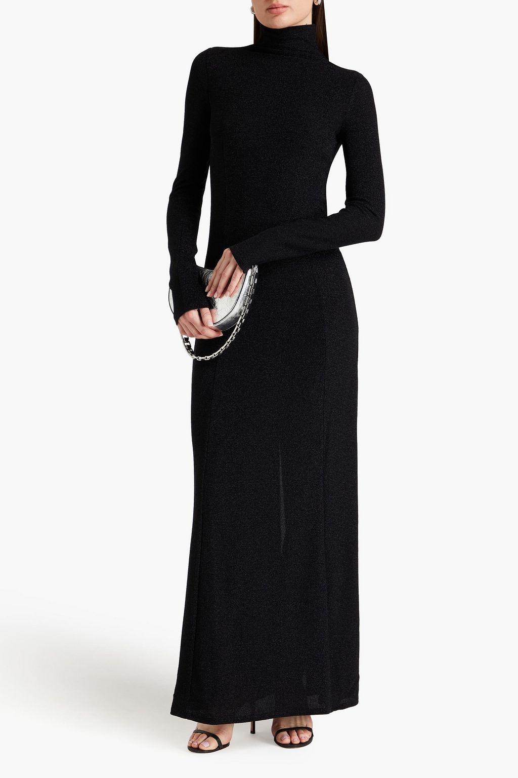 RAG & BONE ストレッチジャージー タートルネック マキシワンピース メタリック