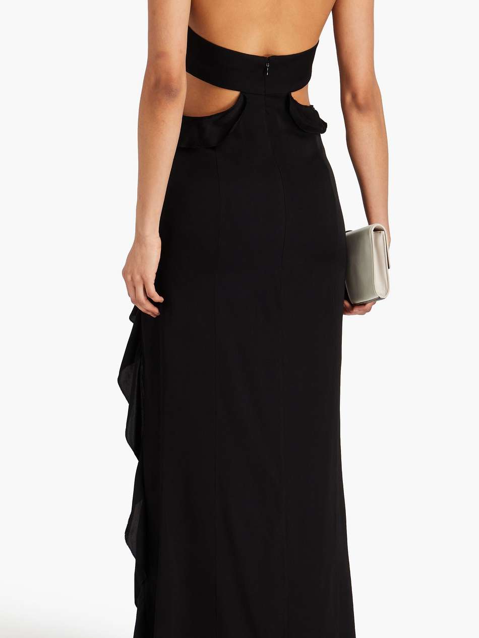 cutout silk-blend crepe de chine halterneck maxi dress