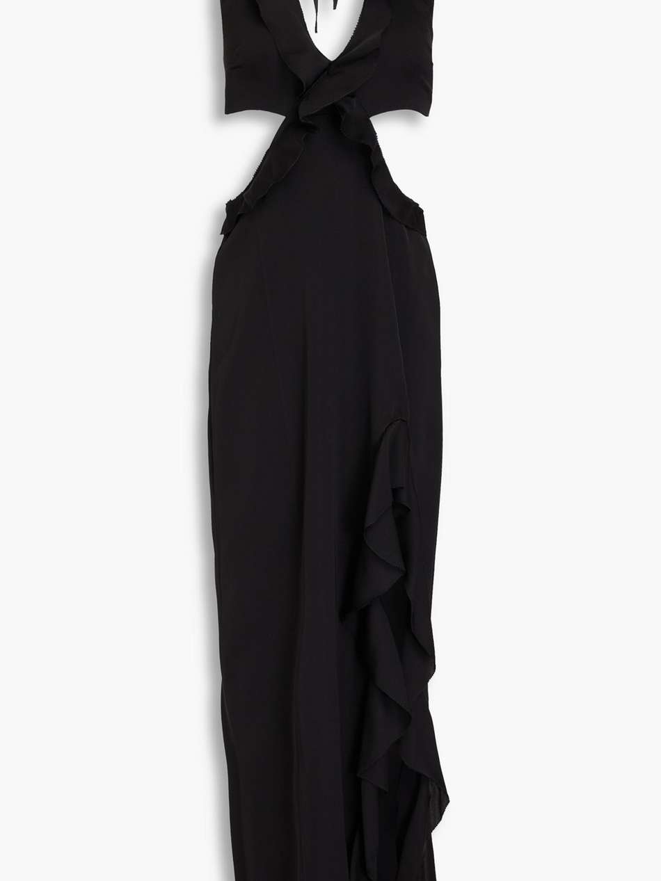 summer cutout silk-blend crepe de chine halterneck maxi dress