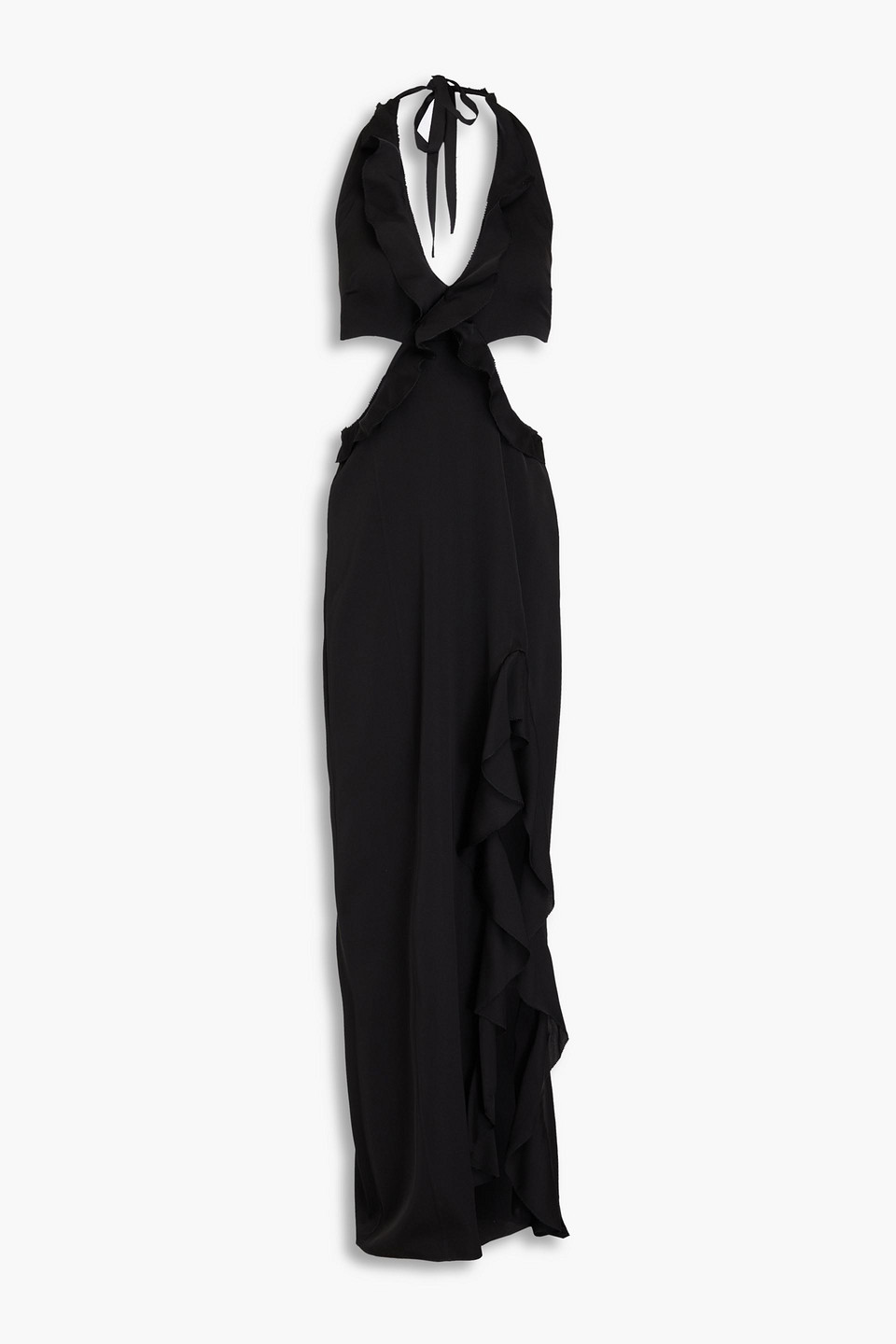 Nicholas Cutout Silk-blend Crepe De Chine Halterneck Maxi Dress In Black