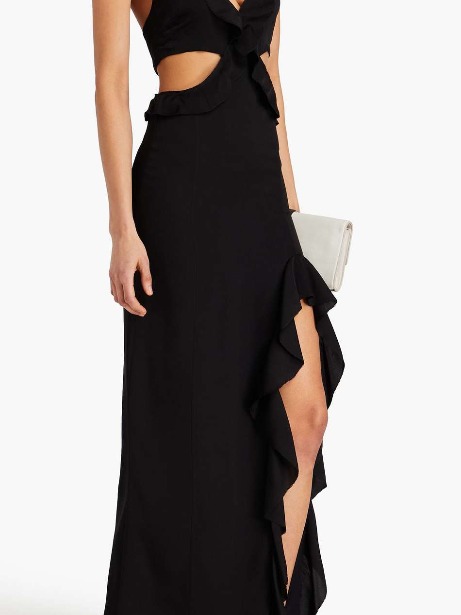 cutout silk-blend crepe de chine halterneck maxi dress