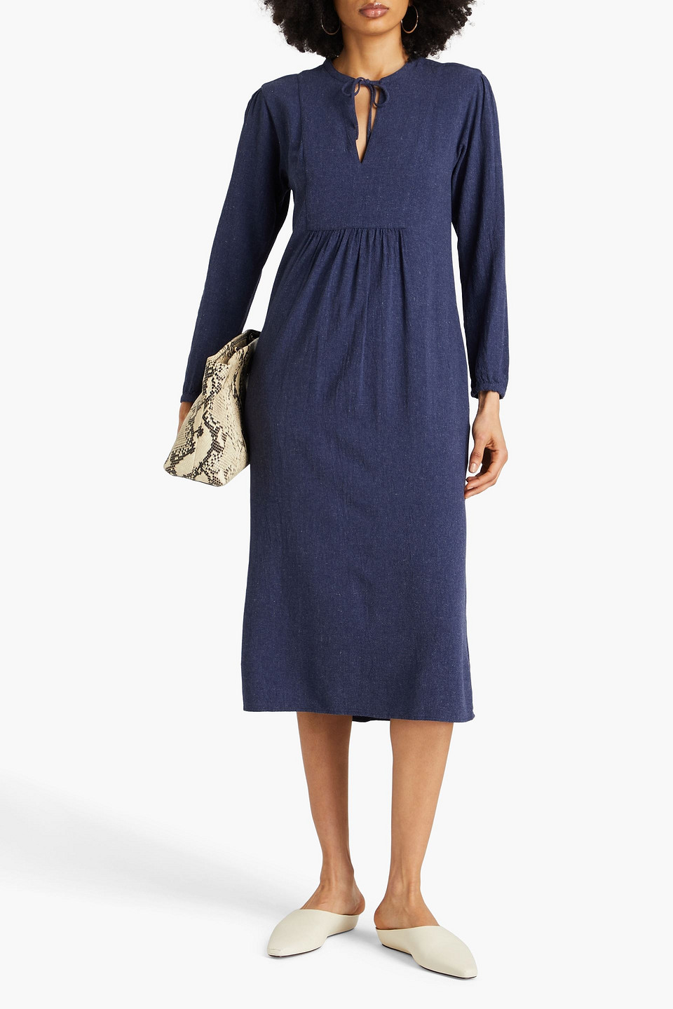 JAMES PERSE TIE-DETAILED CREPE MIDI DRESS
